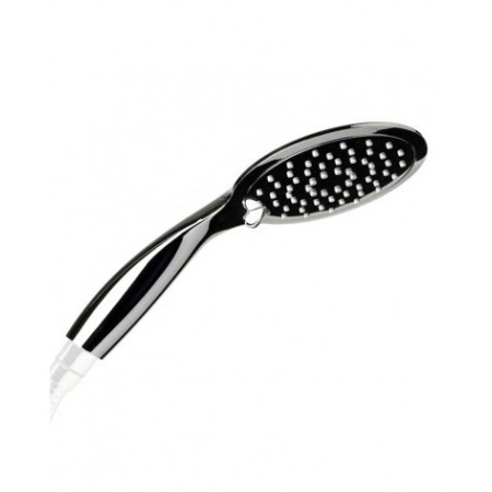 Douche miroir chromée d’un diamètre de 12 cm. Jet réglable, ayant 3 types différents.