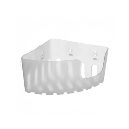 Panier d’angle Glace standard. L’installation peut se faire soit par perçage du mur, soit par ventouses. Ne supporte que 2 kg.