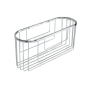 Panier ovale en acier inoxydable pour salle de bain.