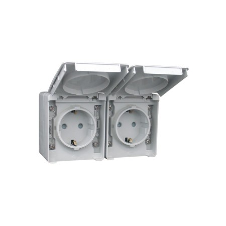 EFAPEL DOUBLE SORTIE SCHUKO HORIZONTAL GRIS