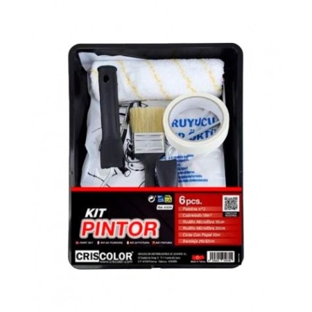 KIT DE PEINTURE (PLATEAU+ROULEAU+SPATULE+COUVERCLE+RUBAN)