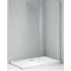 Panneau chromé fixe de dimensions 100x195 cm, verre de 8 mm et protection anti-calcaire.