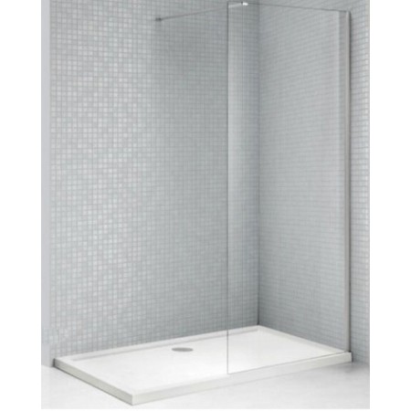 Panneau chromé fixe de dimensions 100x195 cm, verre de 8 mm et protection anti-calcaire.