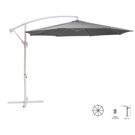 PARASOL OCTOGONAL ALUMINIUM GRIS 250*300CM