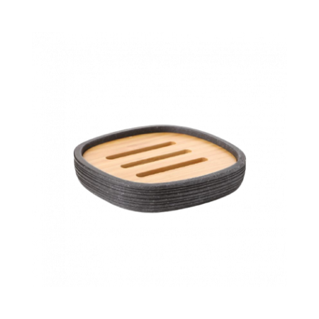Porte-savon en bambou avec un relief subtil.